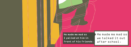 Respect poster: Mad He made me mad so we talked it out after school. Poster from Choose Respect" campaign by CDC.